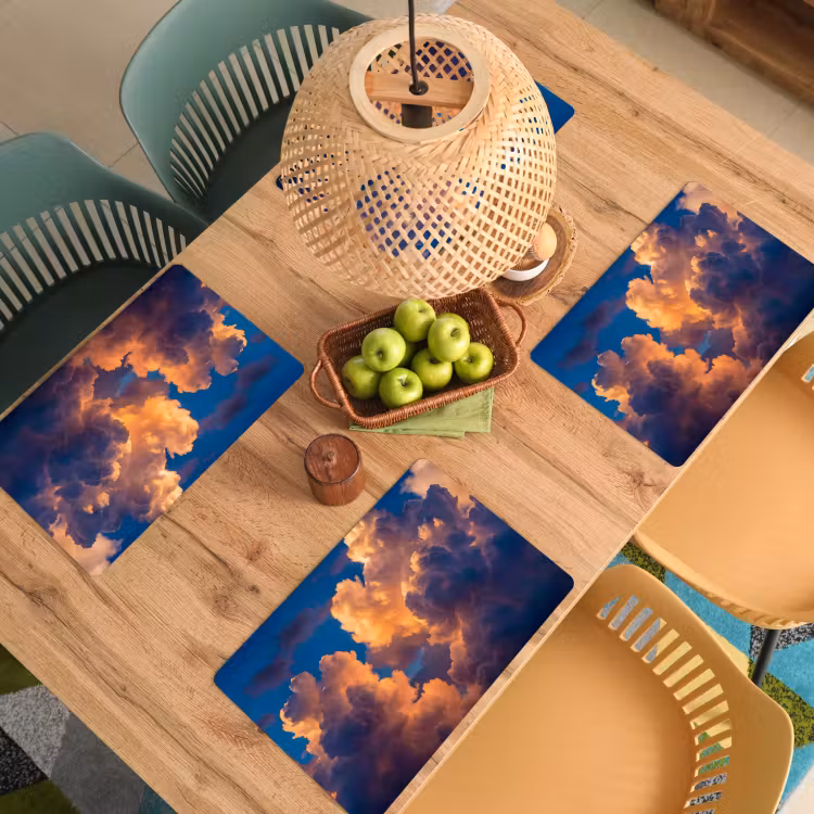 Wolken - Zonsondergang - Natuur - Oranje - Blauw Placemat vinyl groot -zzsfeer5_Kitchenyeah-website