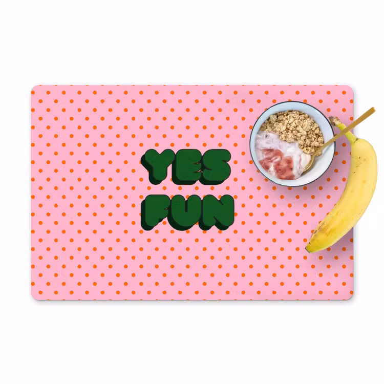 Yes fun - Groen - Roze - Stippen Placemat vinyl groot -zzzproduct_Kitchenyeah-website