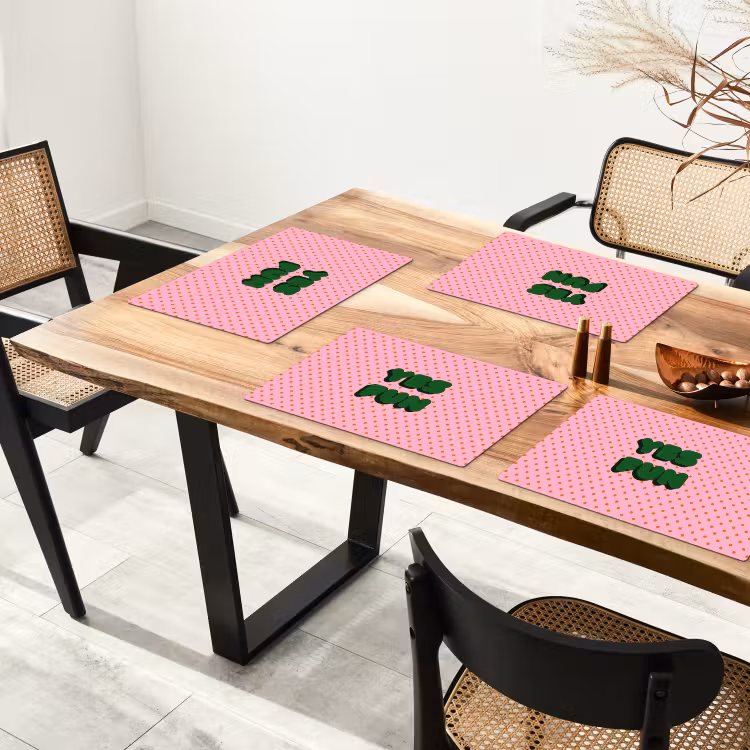 Yes fun - Groen - Roze - Stippen Placemat vinyl groot -zzsfeer4_Kitchenyeah-website