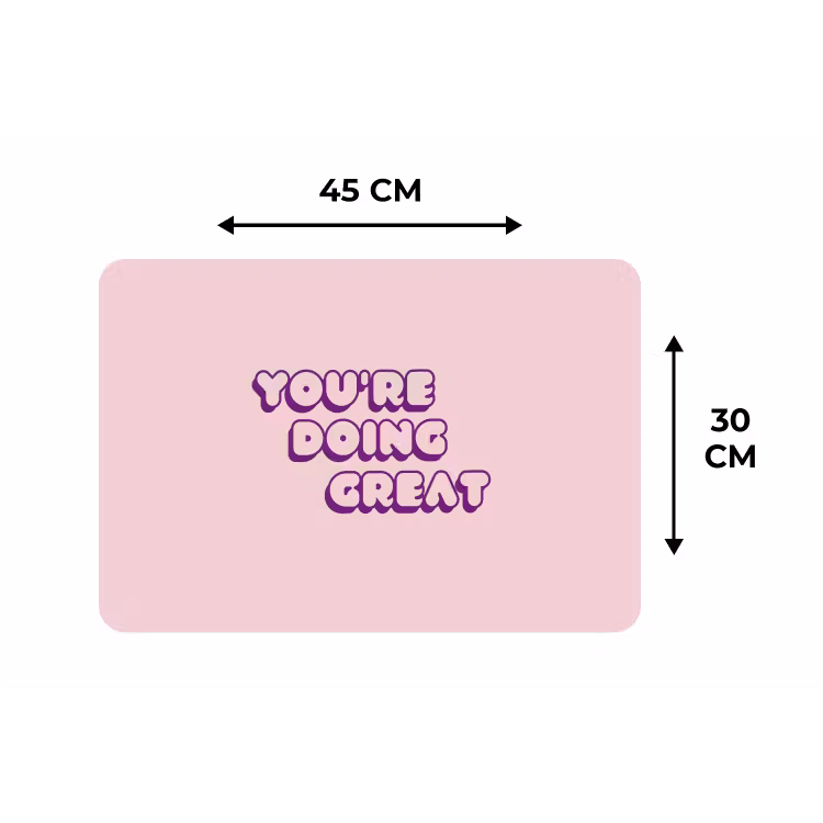 You're doing great - Roze - Bubble letters Placemat vinyl groot -specs