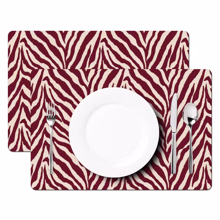 Zebra - Motief - Bordeaux - Rood Placemat vinyl groot 368 -zzsfeer2_Kitchenyeah-website