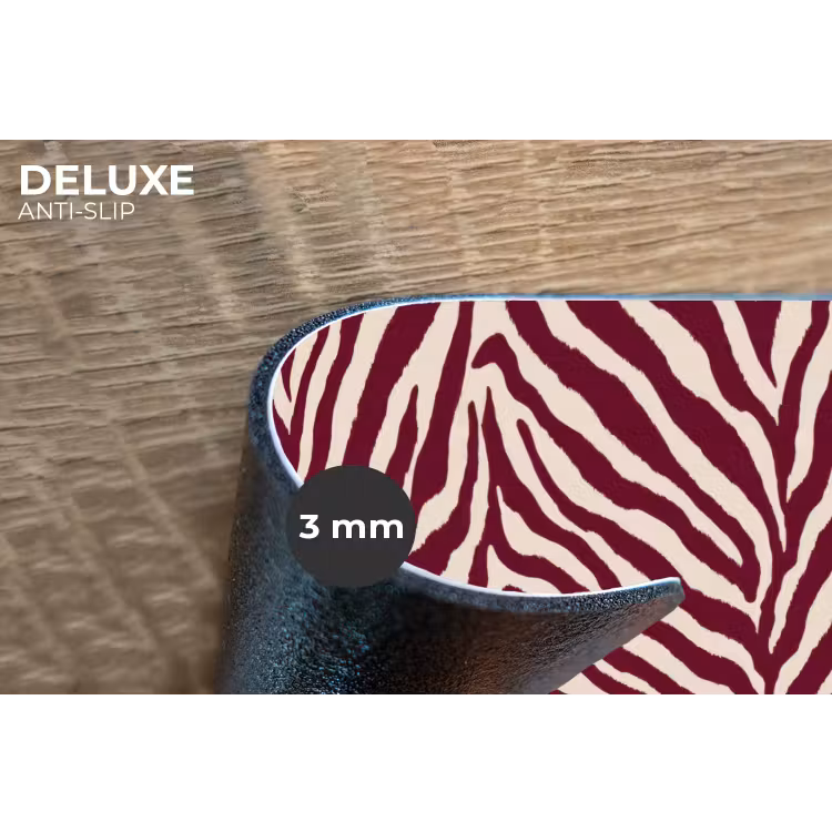 Zebra - Motief - Bordeaux - Rood Placemat vinyl groot 368 -closeup