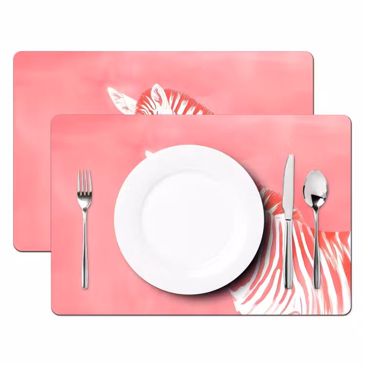 Zebra - Pink - Verf Placemat vinyl groot -zzsfeer2_Kitchenyeah-website