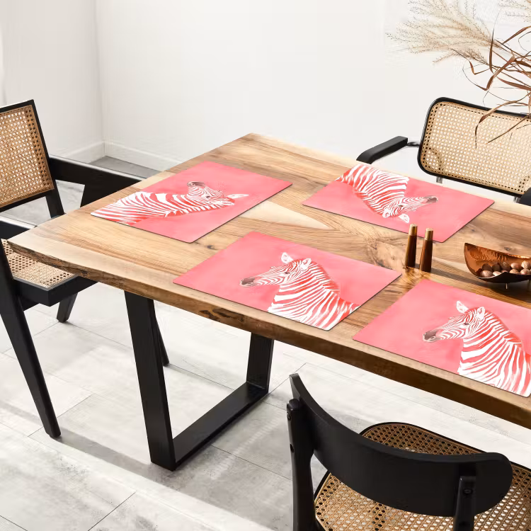 Zebra - Pink - Verf Placemat vinyl groot -zzsfeer4_Kitchenyeah-website