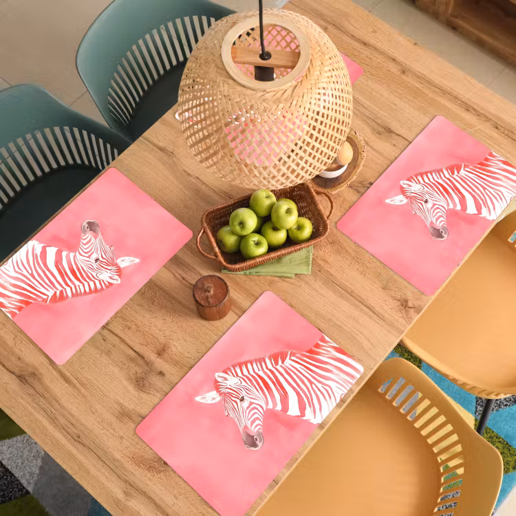 Zebra - Pink - Verf Placemat vinyl groot -zzsfeer5_Kitchenyeah-website