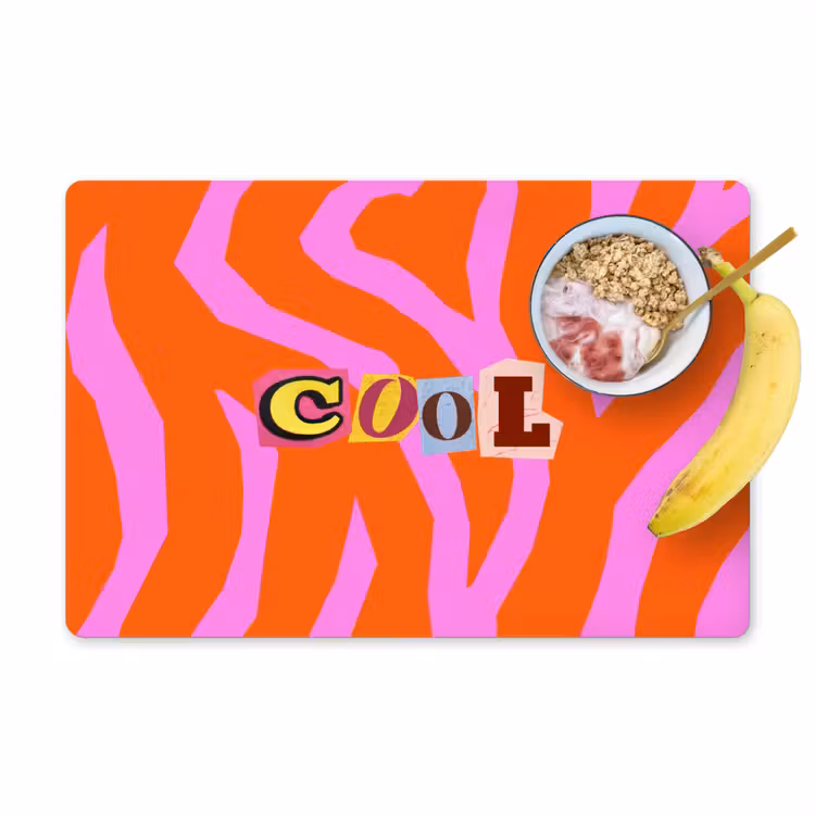Zebraprint - Grafisch - COOL - Oranje Placemat vinyl groot -zzzproduct_Kitchenyeah-website