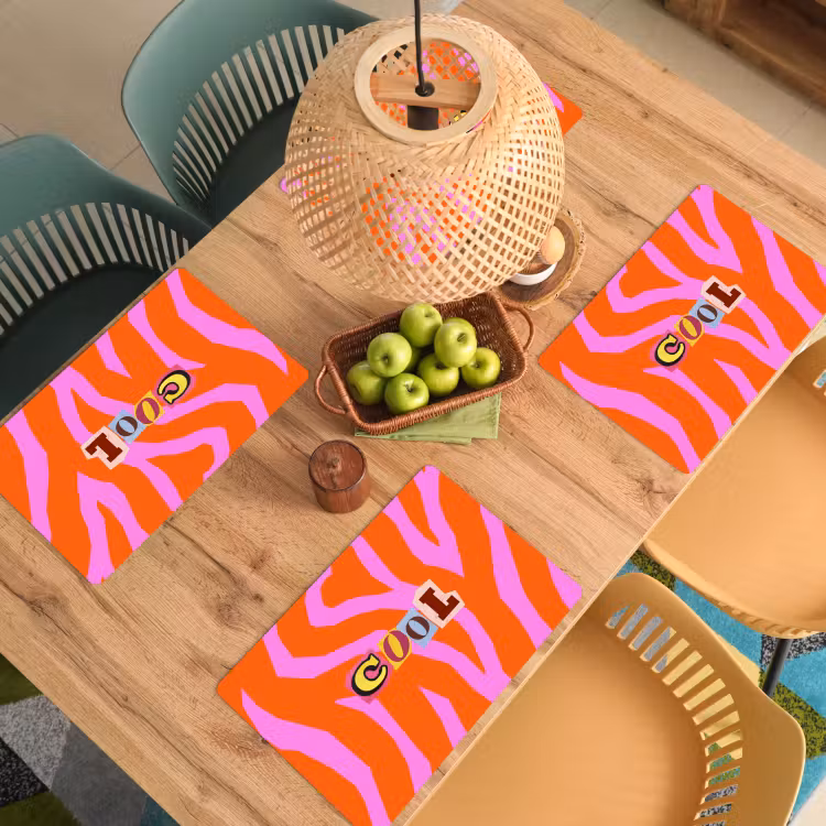 Zebraprint - Grafisch - COOL - Oranje Placemat vinyl groot -zzsfeer5_Kitchenyeah-website