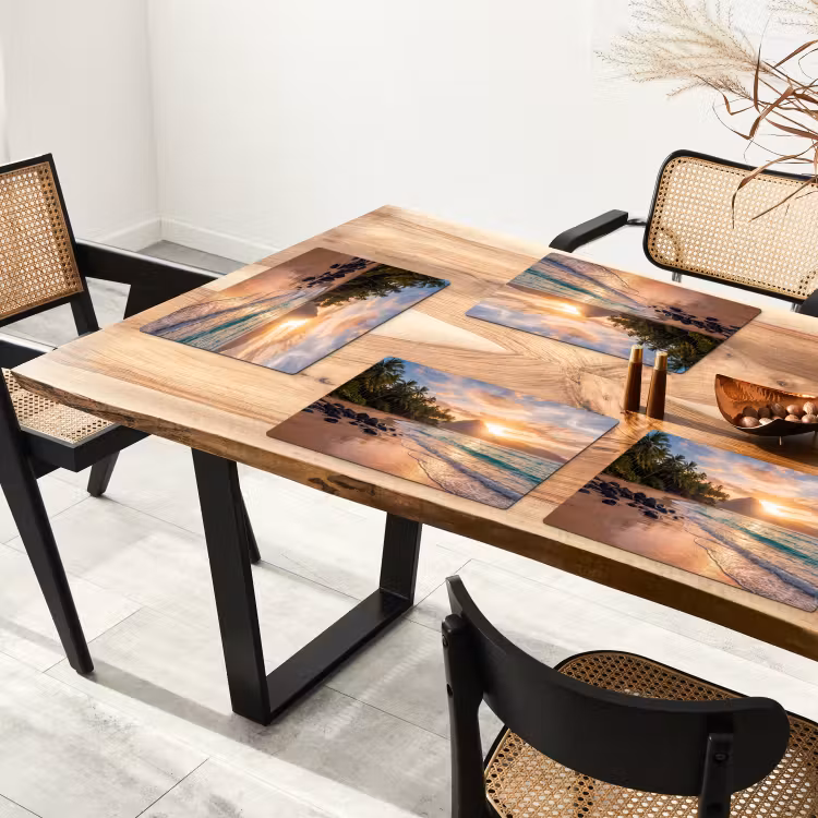 Zee - Berg - Landschap - Tropisch - Goud Placemat vinyl groot -zzsfeer4_Kitchenyeah-website