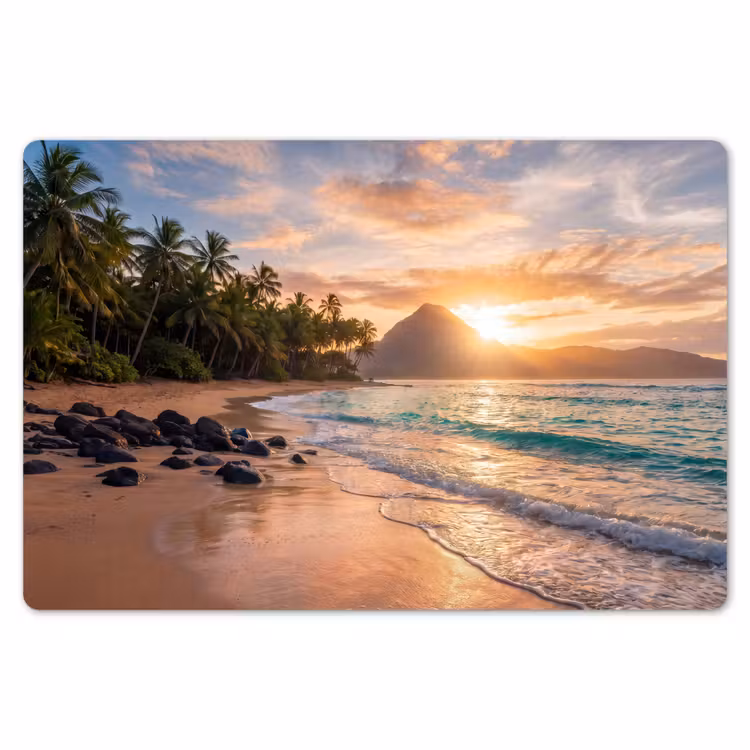 Zee - Berg - Landschap - Tropisch - Goud Placemat vinyl groot -zzsfeer1_Kitchenyeah-website