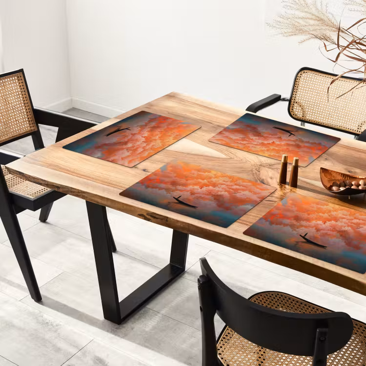 Zee - Boot - Wolken - Oranje Placemat vinyl groot -zzsfeer4_Kitchenyeah-website