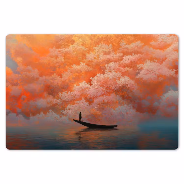 Zee - Boot - Wolken - Oranje Placemat vinyl groot -zzsfeer1_Kitchenyeah-website