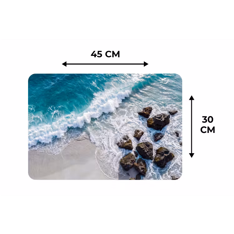 Zee - Golf - Strand - Natuur - Blauw Placemat vinyl groot -specs