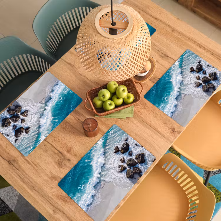 Zee - Golf - Strand - Natuur - Blauw Placemat vinyl groot -zzsfeer5_Kitchenyeah-website