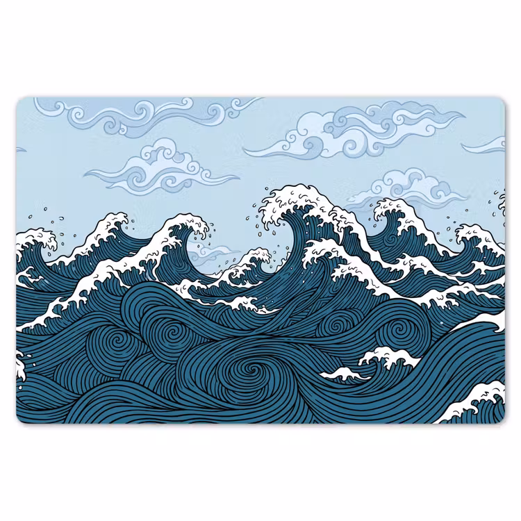 Zee - Golven - Japans - Natuur - Blauw Placemat vinyl groot -zzsfeer1_Kitchenyeah-website