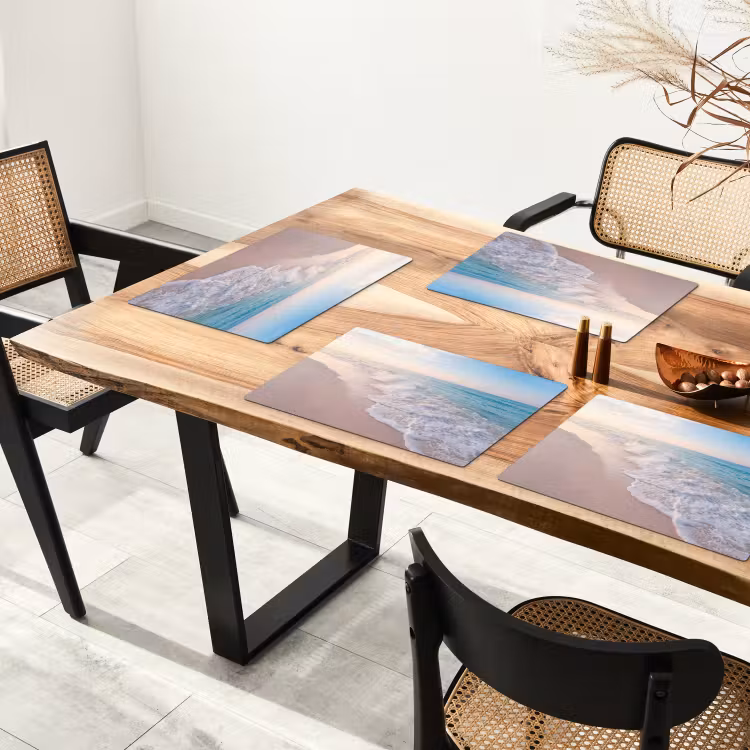 Zee - Golven - Strand - Natuur - Wit Placemat vinyl groot -zzsfeer4_Kitchenyeah-website