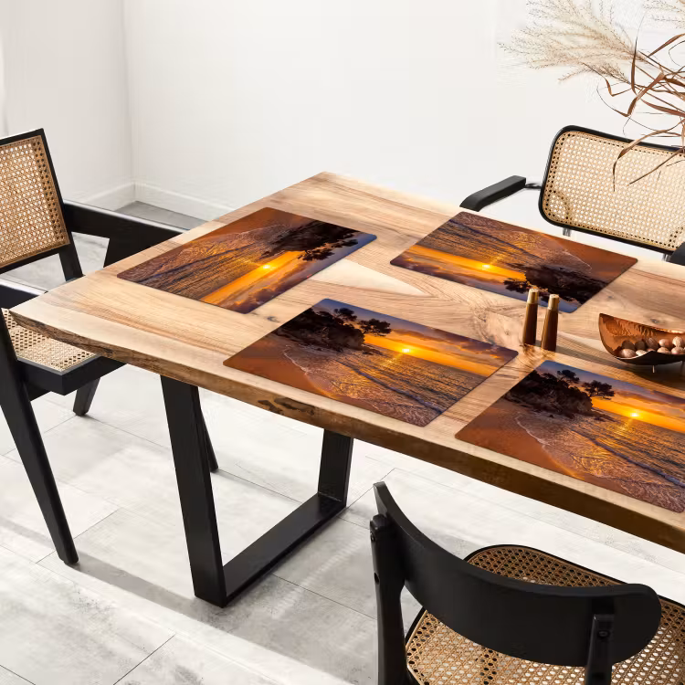 Zee - Kust - Zonsondergang - Natuur - Oranje Placemat vinyl groot -zzsfeer4_Kitchenyeah-website