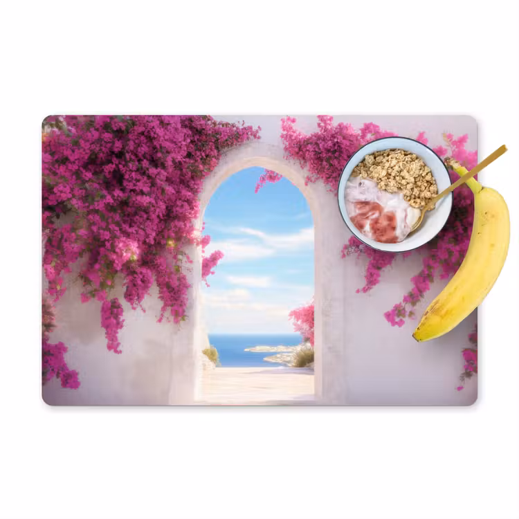 Zee - Roze - Bloemen - Poort Placemat vinyl groot -zzzproduct_Kitchenyeah-website