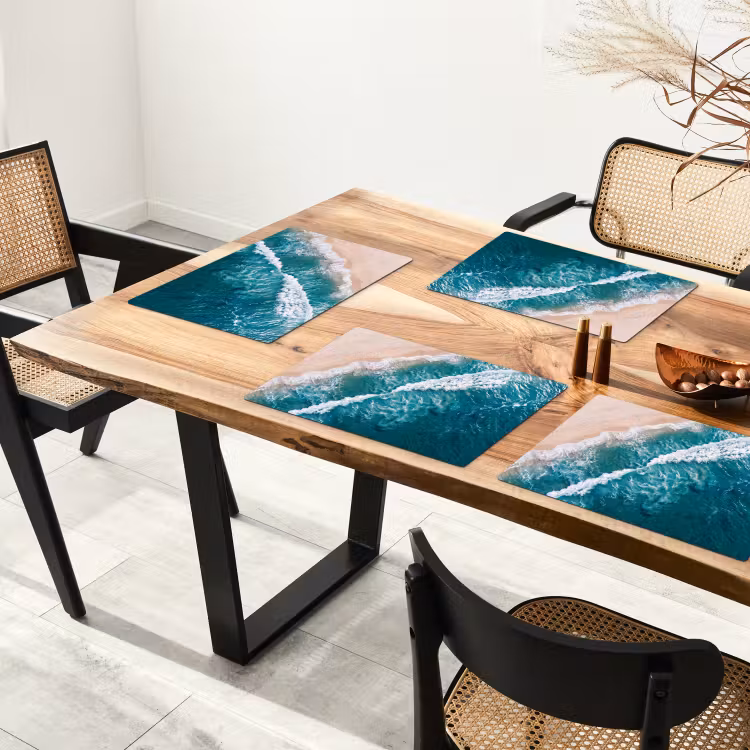 Zee - Strand - Golven - Natuur - Blauw Placemat vinyl groot -zzsfeer4_Kitchenyeah-website