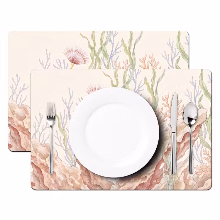 Zeeleven - Koraal - Onderwater - Illustratie - Kleurrijk Placemat vinyl groot -zzsfeer2_Kitchenyeah-website