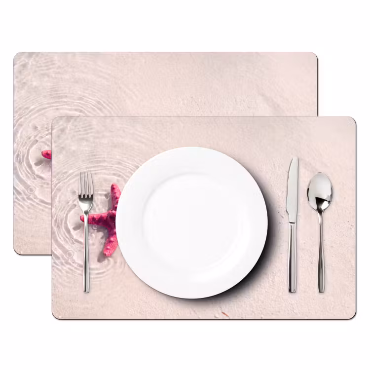 Zeeleven - Zeester - Strand - Roze - Water Placemat vinyl groot -zzsfeer2_Kitchenyeah-website