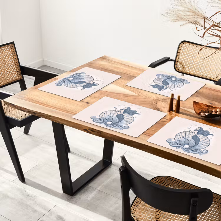 Zeemeermin - Schelp - Zee - Fantasie - Blauw Placemat vinyl groot -zzsfeer4_Kitchenyeah-website