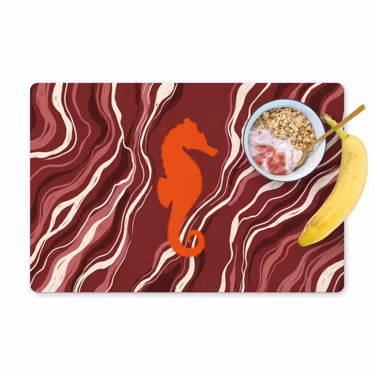 Zeepaardje - Golven - Zeeleven - Abstract - Oranje Placemat vinyl groot -zzzproduct_Kitchenyeah-website