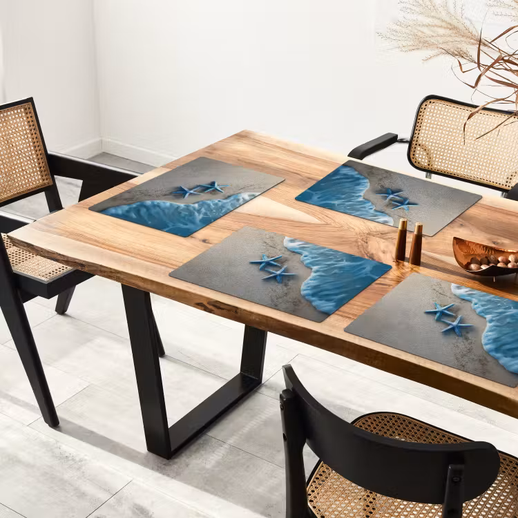 Zeesterren - Zand - Zee - Blauw Placemat vinyl groot -zzsfeer4_Kitchenyeah-website