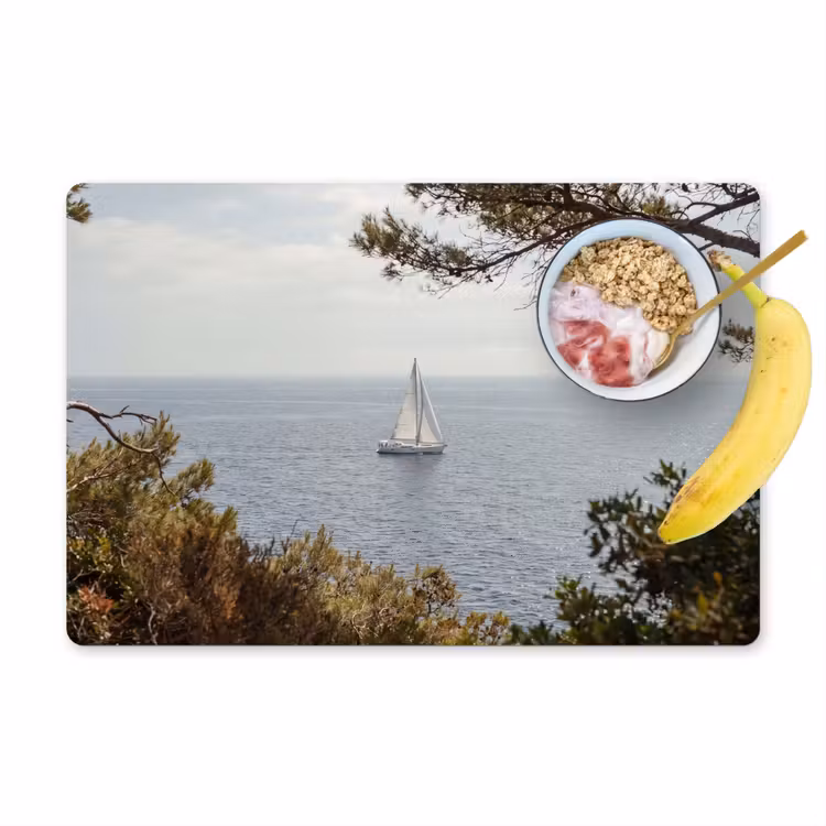 Placemat - 6 stuks - Zeilboot - bomen - water - Zeilboot - bomen - water Placemat vinyl groot