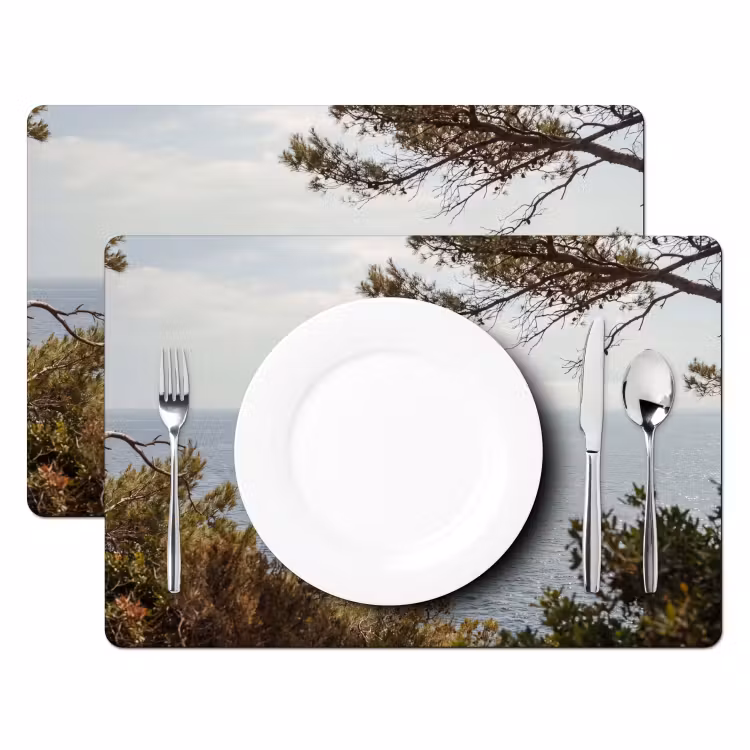 Placemat - 6 stuks - Zeilboot - bomen - water - Zeilboot - bomen - water Placemat vinyl groot