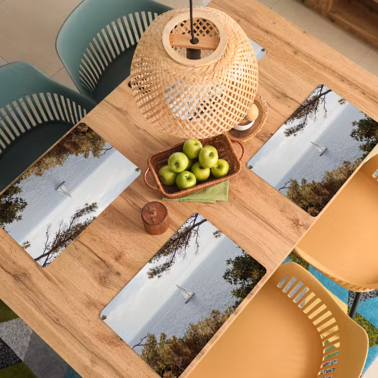 Placemat - 6 stuks - Zeilboot - bomen - water - Zeilboot - bomen - water Placemat vinyl groot