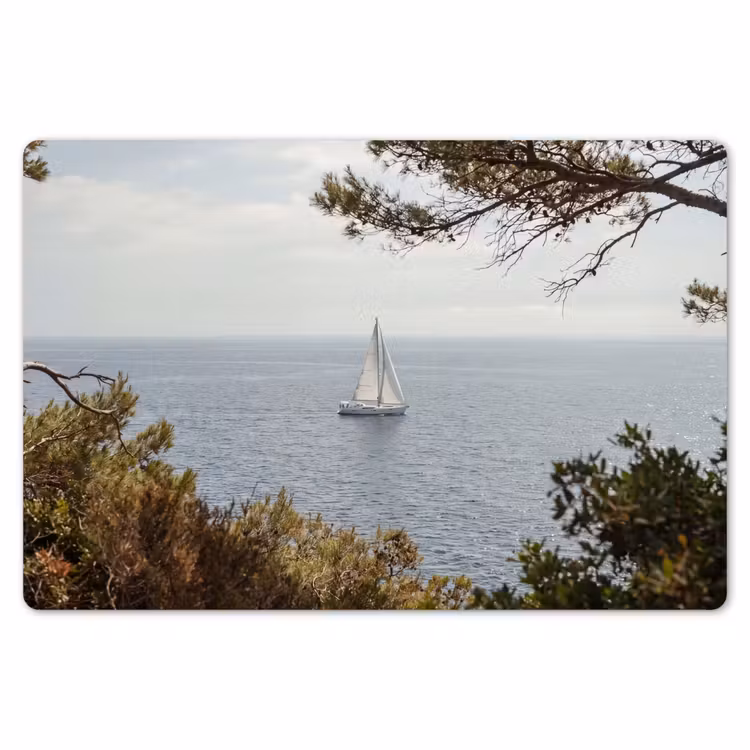 Placemat - 6 stuks - Zeilboot - bomen - water - Zeilboot - bomen - water Placemat vinyl groot