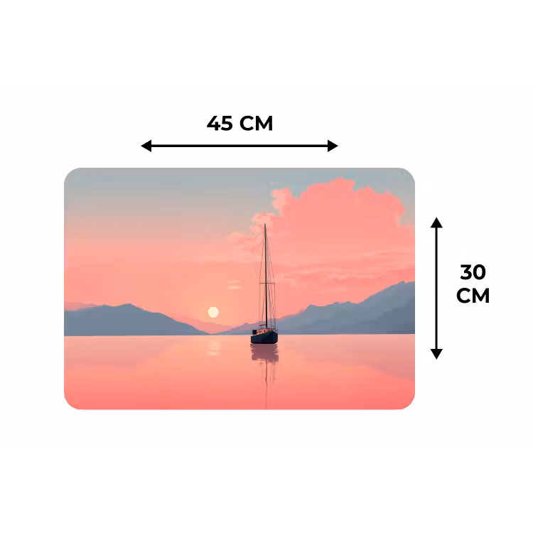 Zeilboot - Roze zee - Zonsondergang - Bergen Placemat vinyl groot -specs
