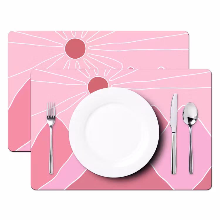 Zon - Bergen - Natuur - Abstract - Roze Placemat vinyl groot -zzsfeer2_Kitchenyeah-website