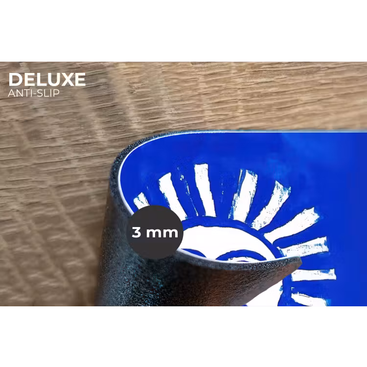 Zon - Gezicht - Penseelstructuur - Blauw Placemat vinyl groot -closeup