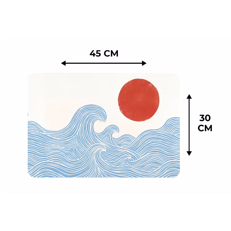 Zon - Golven - Oceaan - Abstract - Rood Placemat vinyl groot -specs