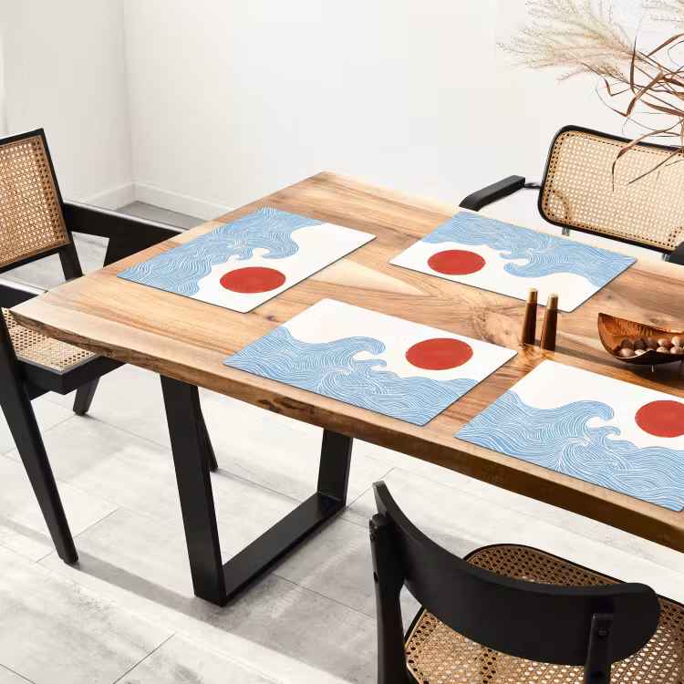 Zon - Golven - Oceaan - Abstract - Rood Placemat vinyl groot -zzsfeer4_Kitchenyeah-website