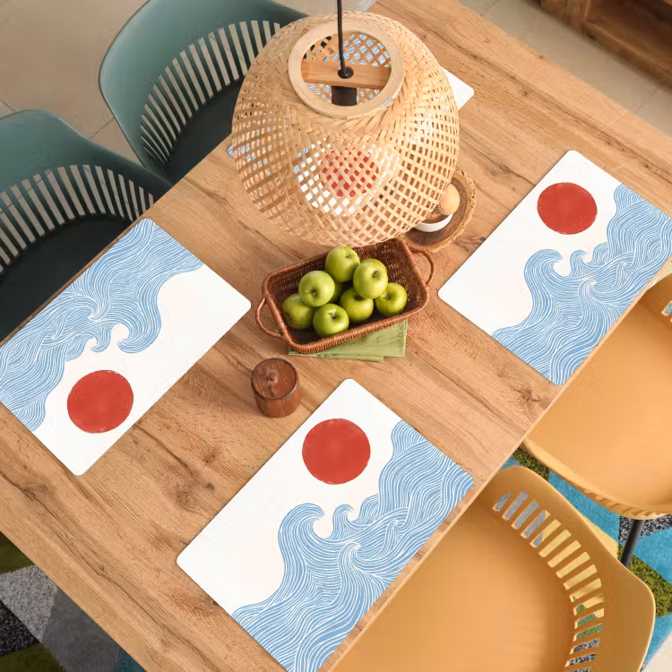 Zon - Golven - Oceaan - Abstract - Rood Placemat vinyl groot -zzsfeer5_Kitchenyeah-website