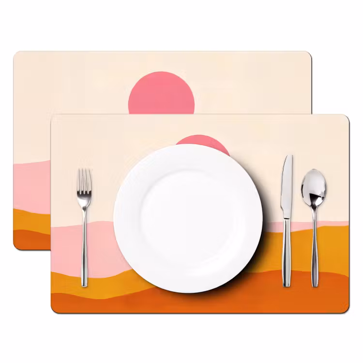 Zon - Heuvels - Abstract - Roze Placemat vinyl groot -zzsfeer2_Kitchenyeah-website
