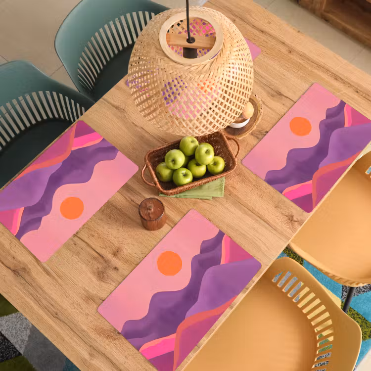 Zon - Heuvels - Paars - Abstract Placemat vinyl groot -zzsfeer5_Kitchenyeah-website