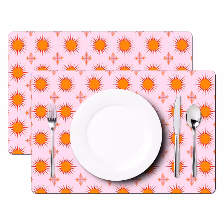Zon - Patroon - Roze Placemat vinyl groot 368 -zzsfeer2_Kitchenyeah-website