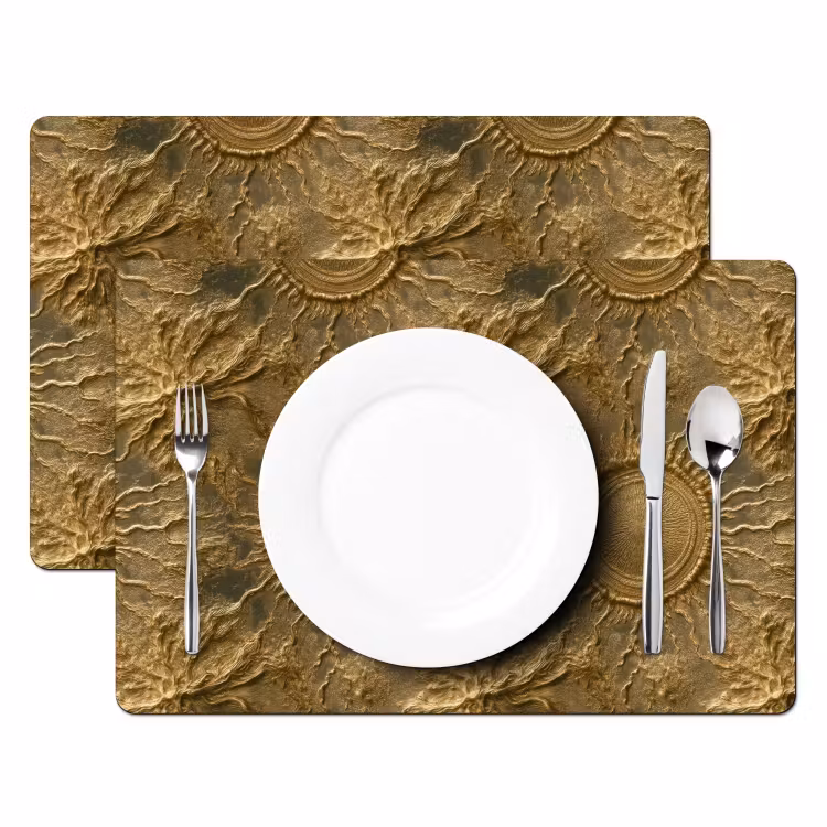Zon - Reliëf - Antiek - Goud Placemat vinyl groot 368 -zzsfeer2_Kitchenyeah-website
