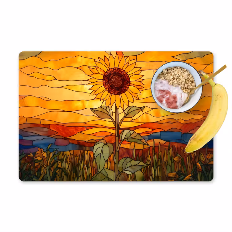 Zonnebloem - Mozaïek - Zonsondergang - Geel Placemat vinyl groot -zzzproduct_Kitchenyeah-website