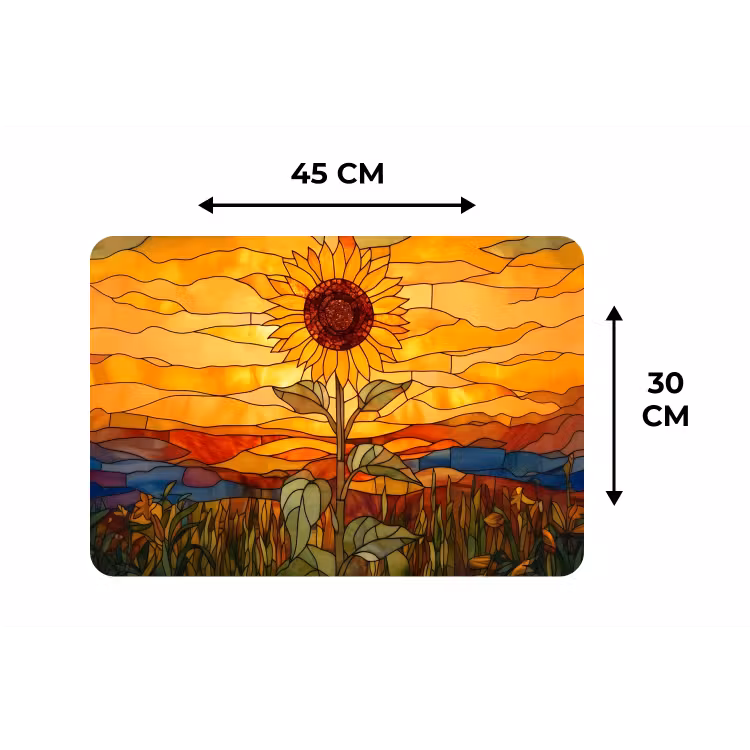 Zonnebloem - Mozaïek - Zonsondergang - Geel Placemat vinyl groot -specs