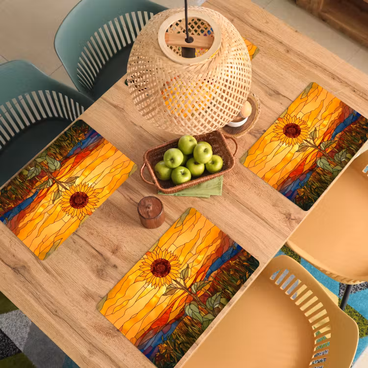 Zonnebloem - Mozaïek - Zonsondergang - Geel Placemat vinyl groot -zzsfeer5_Kitchenyeah-website