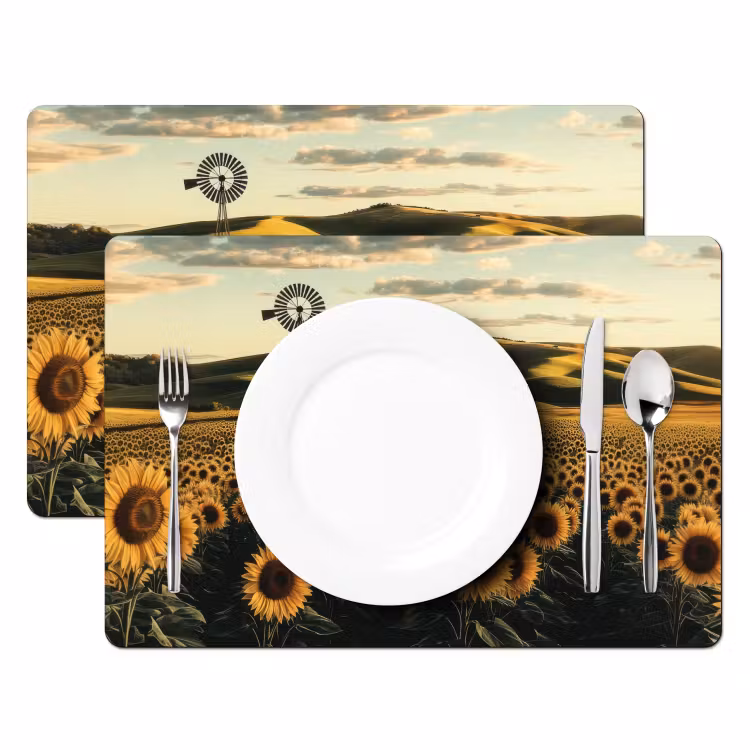Zonnebloem - Veld - Windmolen Placemat vinyl groot -zzsfeer2_Kitchenyeah-website