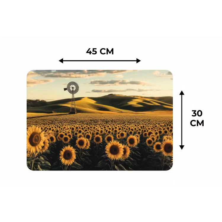 Zonnebloem - Veld - Windmolen Placemat vinyl groot -specs