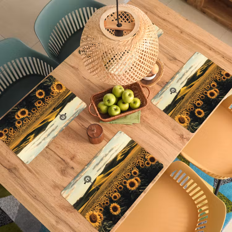 Zonnebloem - Veld - Windmolen Placemat vinyl groot -zzsfeer5_Kitchenyeah-website