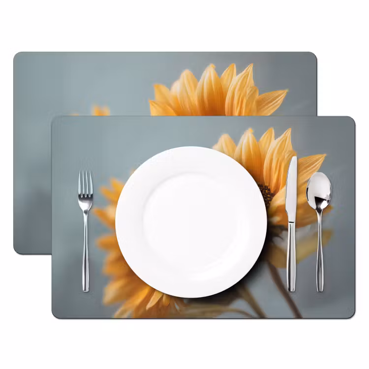 Zonnebloemen - Geel - Wazig Placemat vinyl groot -zzsfeer2_Kitchenyeah-website
