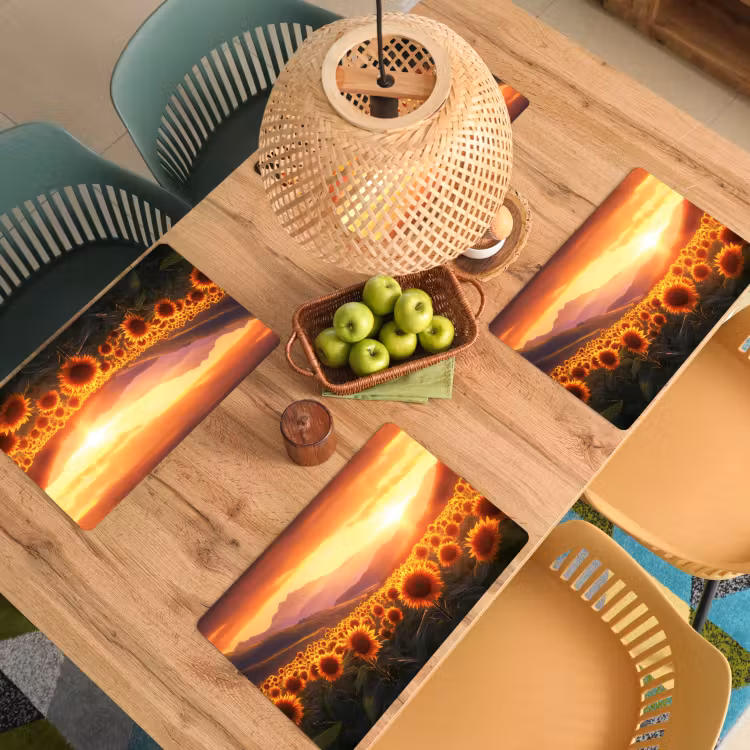 Zonnebloemen - Zonsondergang - Landschap Placemat vinyl groot -zzsfeer5_Kitchenyeah-website