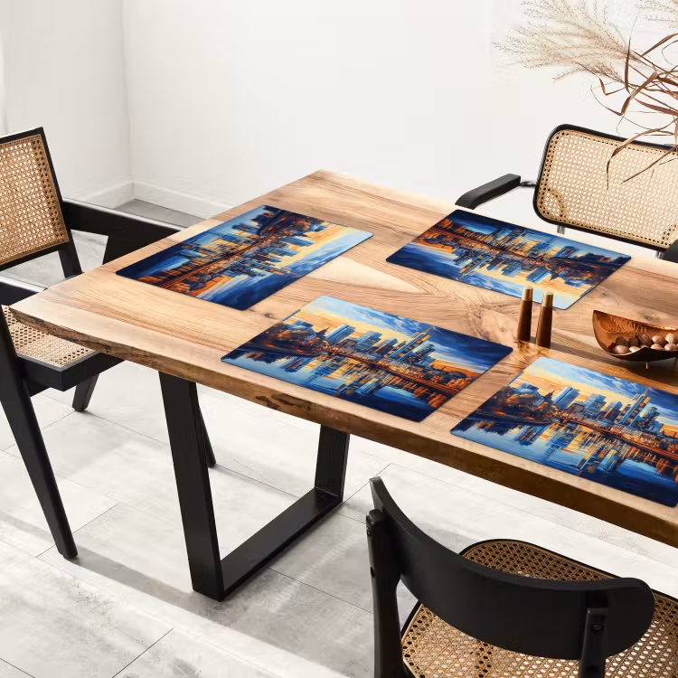 Zonsondergang Frankfurt - Stad - Skyline - Water Placemat vinyl groot -zzsfeer4_Kitchenyeah-website